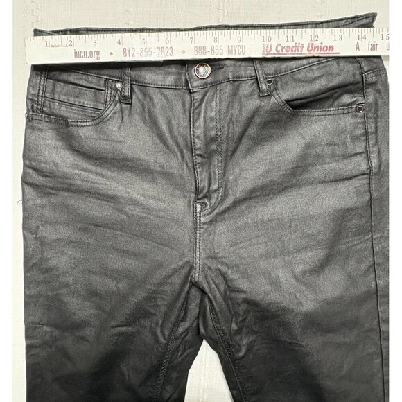 Stradivarius Women's Size 10  Black Coated Denim Jeans Pants Viscose - Picture 5 of 10